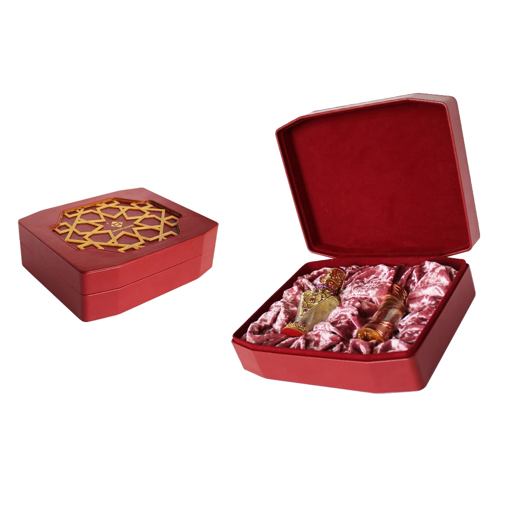 
2019 Hot Sales New Design PU Leather Special Custom Wedding Wooden Box Perfume Case Luxury Stylish Storage With Window 