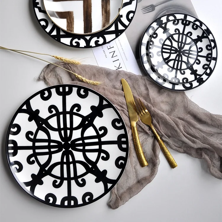 
European charger plate ceramic dining appetizer plates black 
