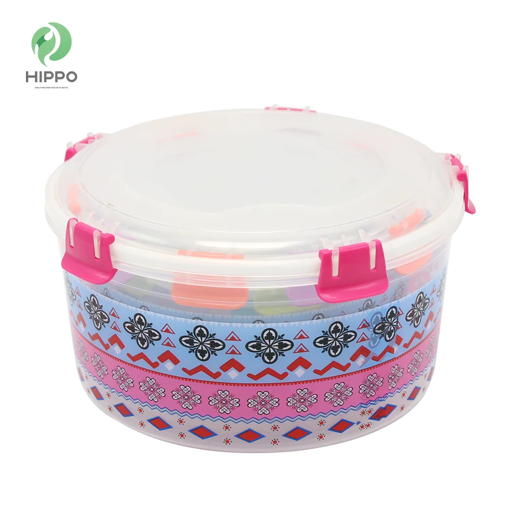 Round airtight plastic food container