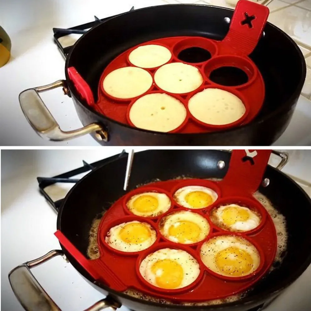New Nonstick Fried Silicone Egg Mold Round Heart Pancake Maker Egg Cooker Pan Flip Eggs Mold Kitchen Baking Accessories