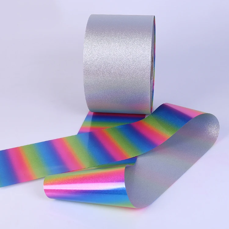 Factory sale PET spangle glitter sequins film Plastic laminated holographic glitter metallized film roll for shoes hat clothes