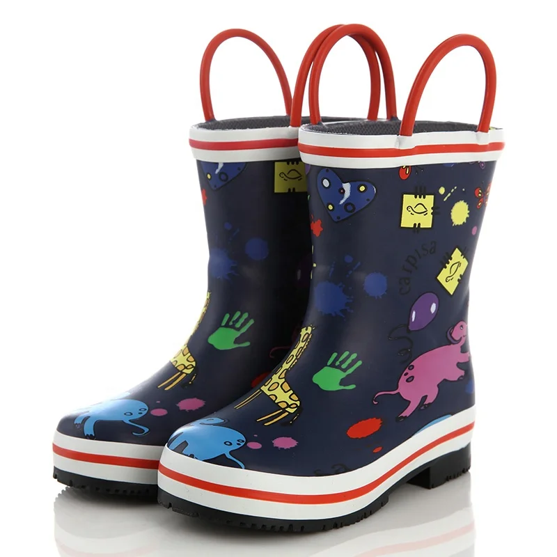 
Hot sale popular animal print waterproof rubber rain boots for kids 