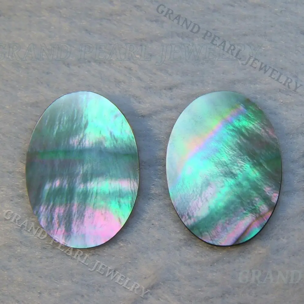 
Black Mother Of Pearl 13x18mm Oval Slice, Shell Slices, Gemstone Disc for setting, 