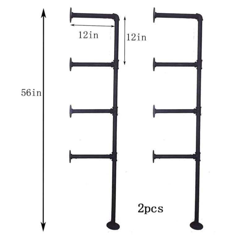 Industrial Wall Decor Shelf 4-Tier Rustic Pipe Shelf