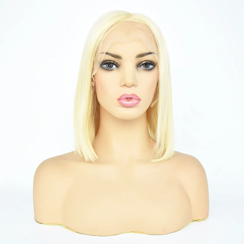 Luxury 613 straight full lace wig blonde bob wig 150% density 14inch indian human hair colored  wigs