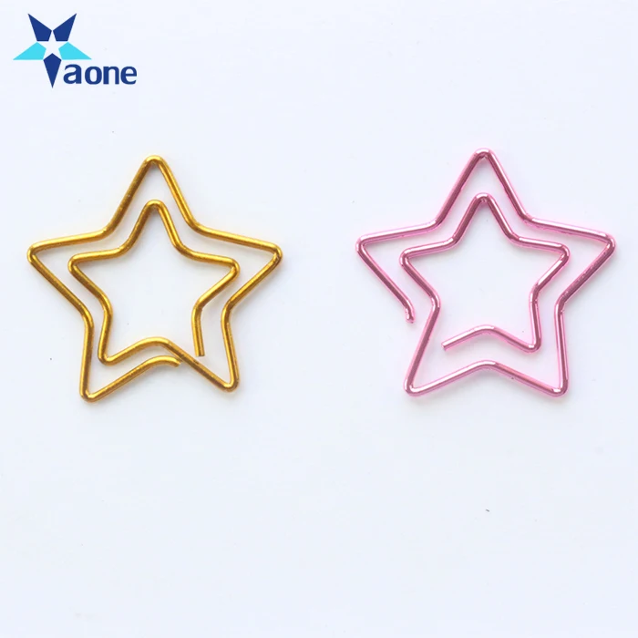 Customized Gold Five Pointed Star Paper Clips Metal Bookmark Note Memo Clip Student Office Stationery