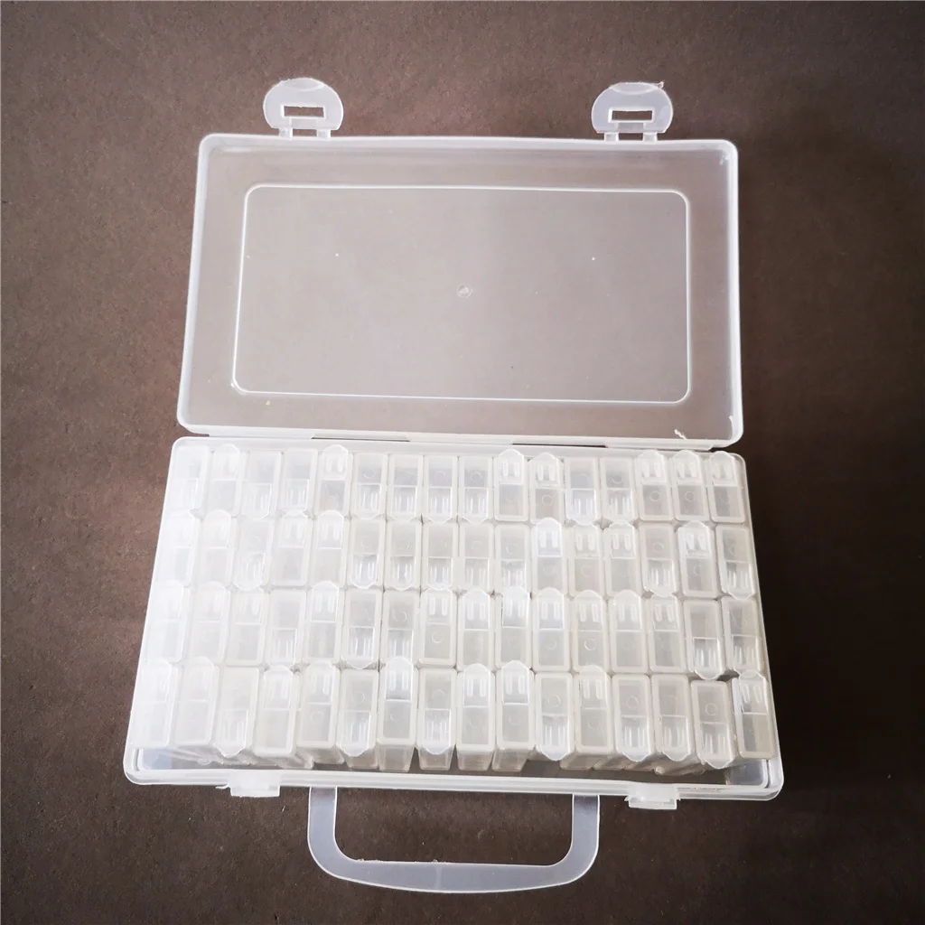 Wholesale hot selling custom cheap 12 24 42 64 Slots plastic jewelry DIY diamond painting beads organiser storage box