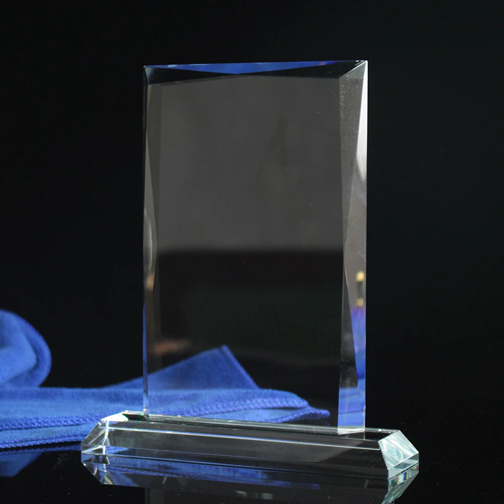 Factory price glass trophy plaque blank crystal glass trophy for laser engraving