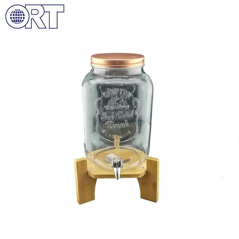 
Big drink dispenser glass beverage juice glass jar with tap 