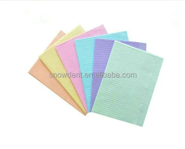 Disposable PE+Tissue Dental bibs with tie on in different size/color
