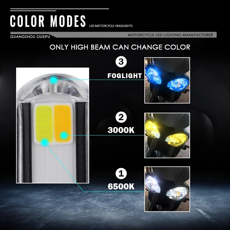 RTD M02X Dual Colors Motorcycle H4 HS1 BA20D S2 P15D H6 LED Headlight 3500LM 35W 6500K 3000K AC/DC 12V White Yellow Universal