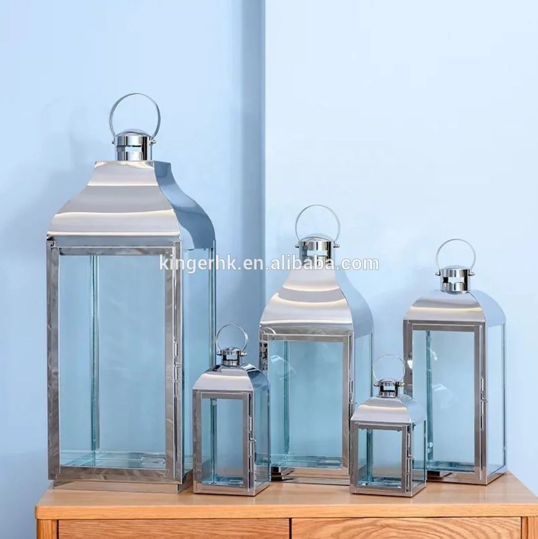 
Lantern Candle Holder Garden Metal and Glass for Wedding Use Home Decoration Stainless Steel 