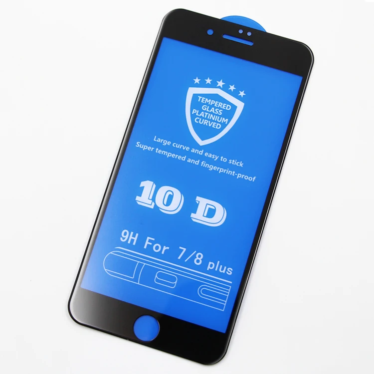 Оптовая продажа высокое качество 10D закаленное стекло экрана протектор для Apple iphone 7/8 плюс