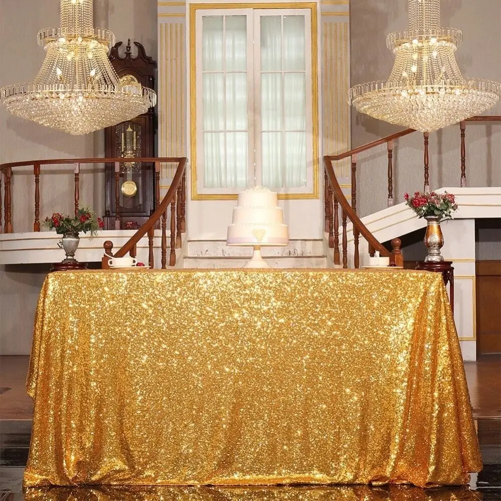 Luxury rose gold silver and white table cloth round sequin table cover cloths for wedding banquet event decorations