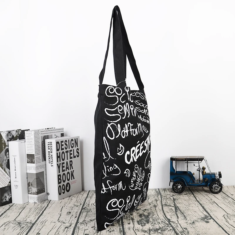 Fair Trade Gift Factory directly sale custom logo size durable black cotton canvas tote bag