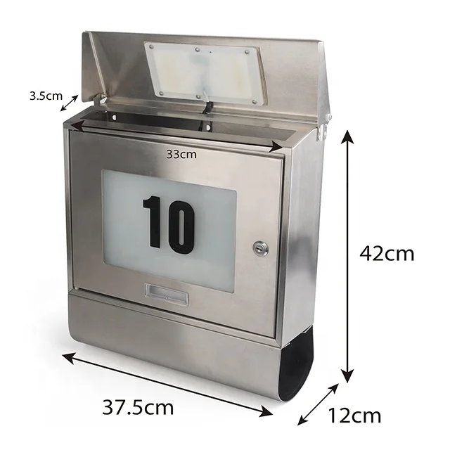 New energy custom wall mounted stainless steel big mail box waterproof durable letter box for houses