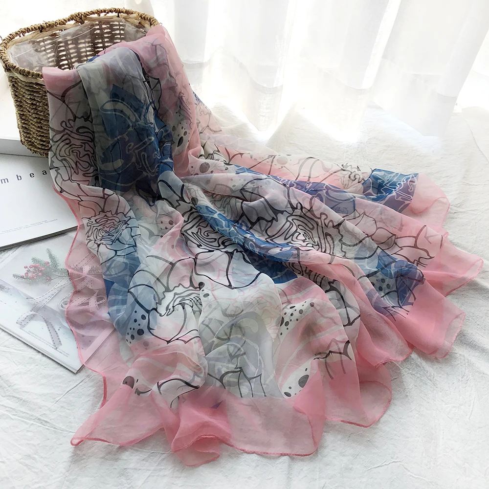 
Rulan 2021 long design printed chiffon hijab muslim women palestinian scarf 