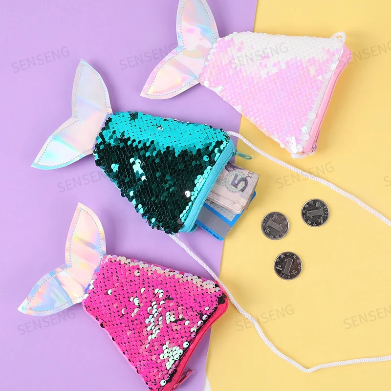 
Mermaid Sequin pocket Novelty zipper wallet glitter mini coin bag purse for kids 