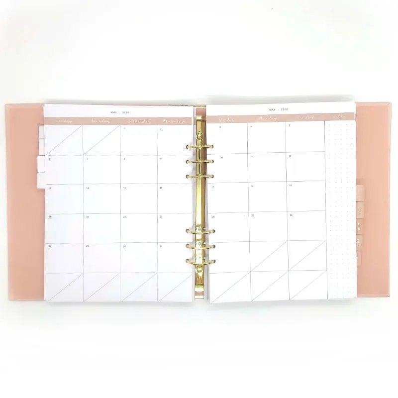 2021Custom Printing Paper Ring Binder Weekly Monthly Planner Organizer