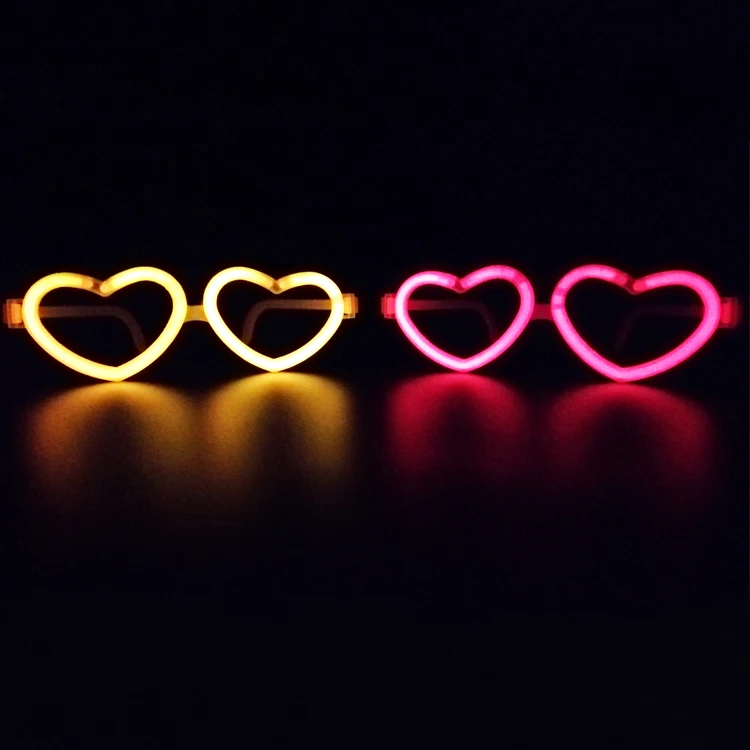 
Neon heart shape mix color funny glasses promotion decorative lighting glasses playful colorful glowing sticks eyeglasses 