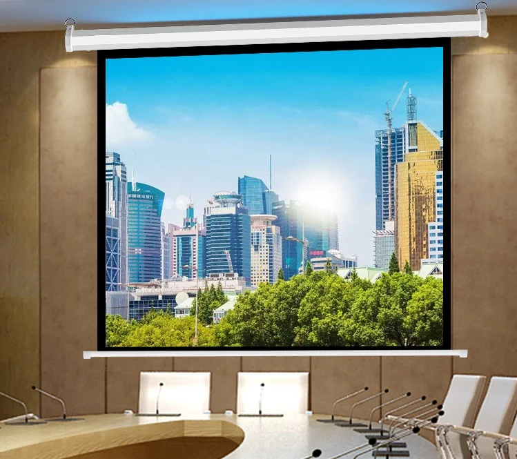 84 дюймов 4: 3 Электрический Powered материал для экрана проектора матовый белый для дома кино