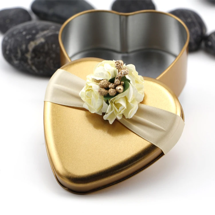 
China Hot Sale Small Metal Square Tin with Ribbon Storage Candy Box Tea Gift Tin 