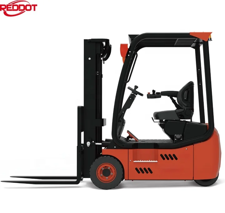 REDDOT Lithium battery operated three wheel Electric Forklift Truck with fingertip control