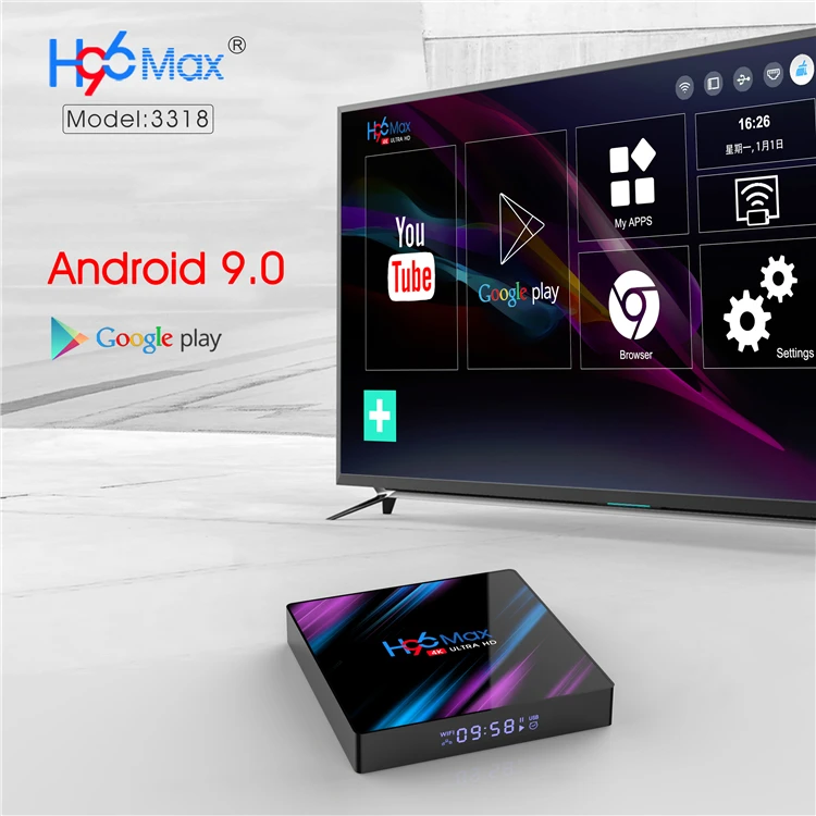 
H96 MAX RK3318 Android 9.0 4GB/32GB 4K TV Box 2.4G/5G Wifi LAN Bluetooth 
