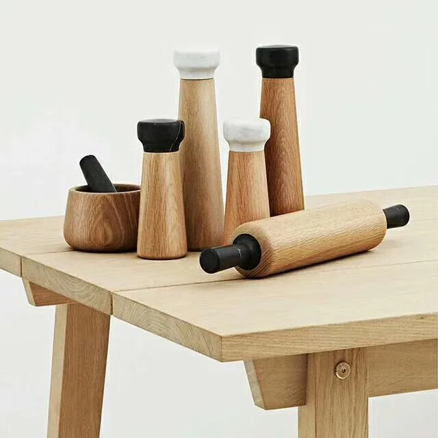 
6 Inch High Quality Wholesale Manual Original Wood Salt And Pepper Mill Grinder Set 