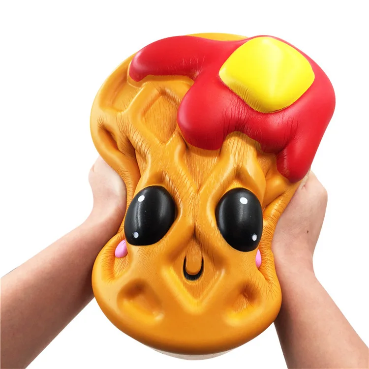 China factory big squishy supplier 25cm super smiley Waffle cake squishi licensed Juguetes toys