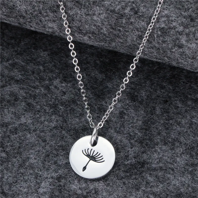 
Dandelion Make a Wish Flowers Engraved Charms Pendant Necklace Mother Daughter Simple Necklace 