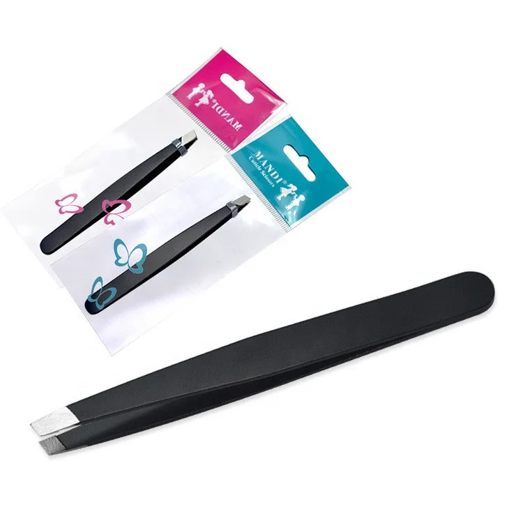Wholesale Professional Stainless Steel Slant Tip Tweezer Make Up Eyebrow And Eyelash Hair Removal Tool