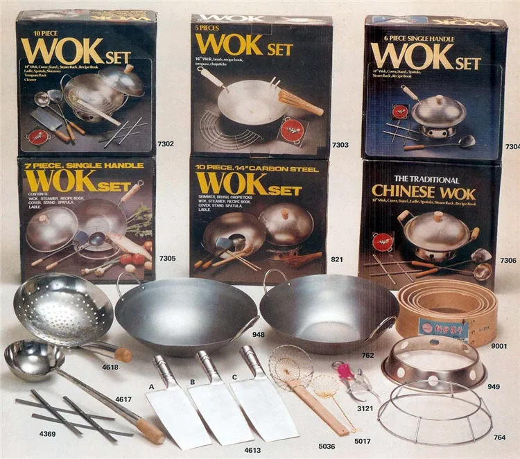 Traditional Carbon Steel Construction Non stick Wok With Wooden Handle