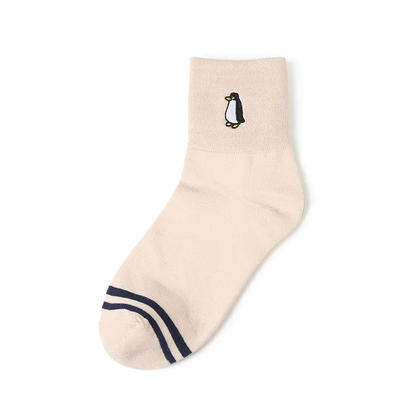 19545 school girl 6-8Y kids funny Cute embroidery LOGO low cut crew school socks