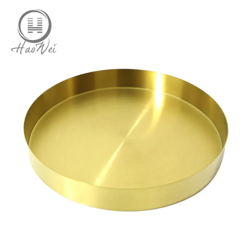 3 sizes round gold stainless steel candy tray metal jewelry storage tray