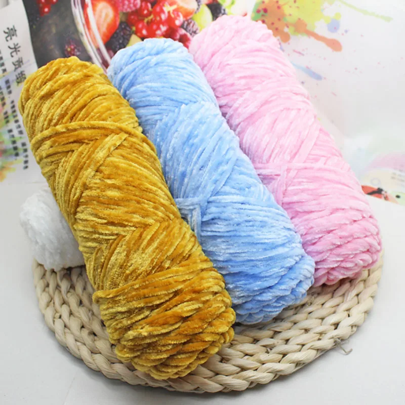 100% Polyester Soft Anti pilling Chunky Chenille Yarn Crochet Knitting Velvet Hand Knit Colored Fashion Chenille Yarn