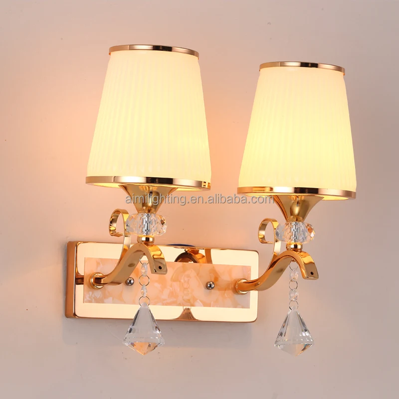 Gold finish glass shade decorative electric wall sconces and wall light with plug