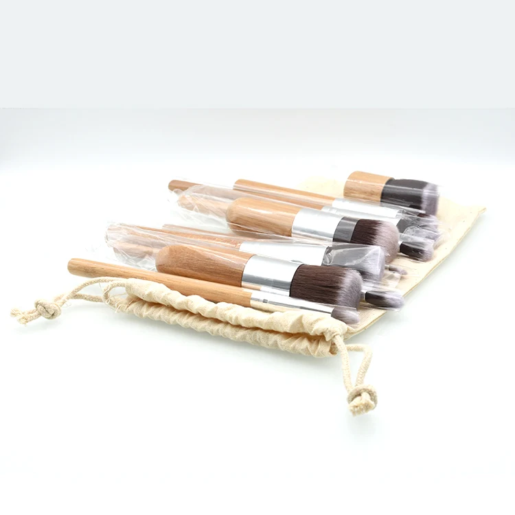 11pcs Per Set Professional Refillable Bamboo Makeup Foundation Brushes Bamboo Makeup Brush Set Bamboo Makeup Brush