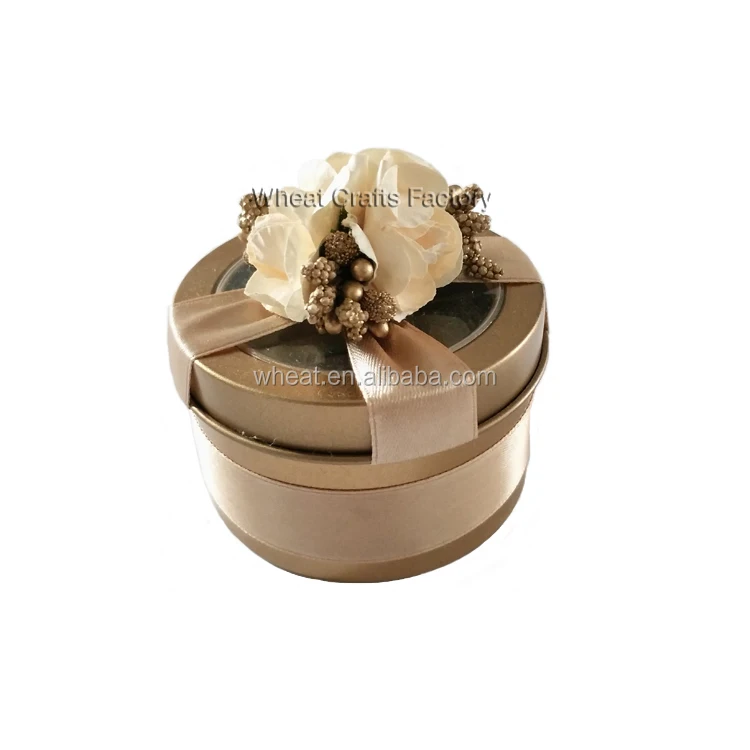 China Factory Price Customized Wedding Gold Tin Candy Box