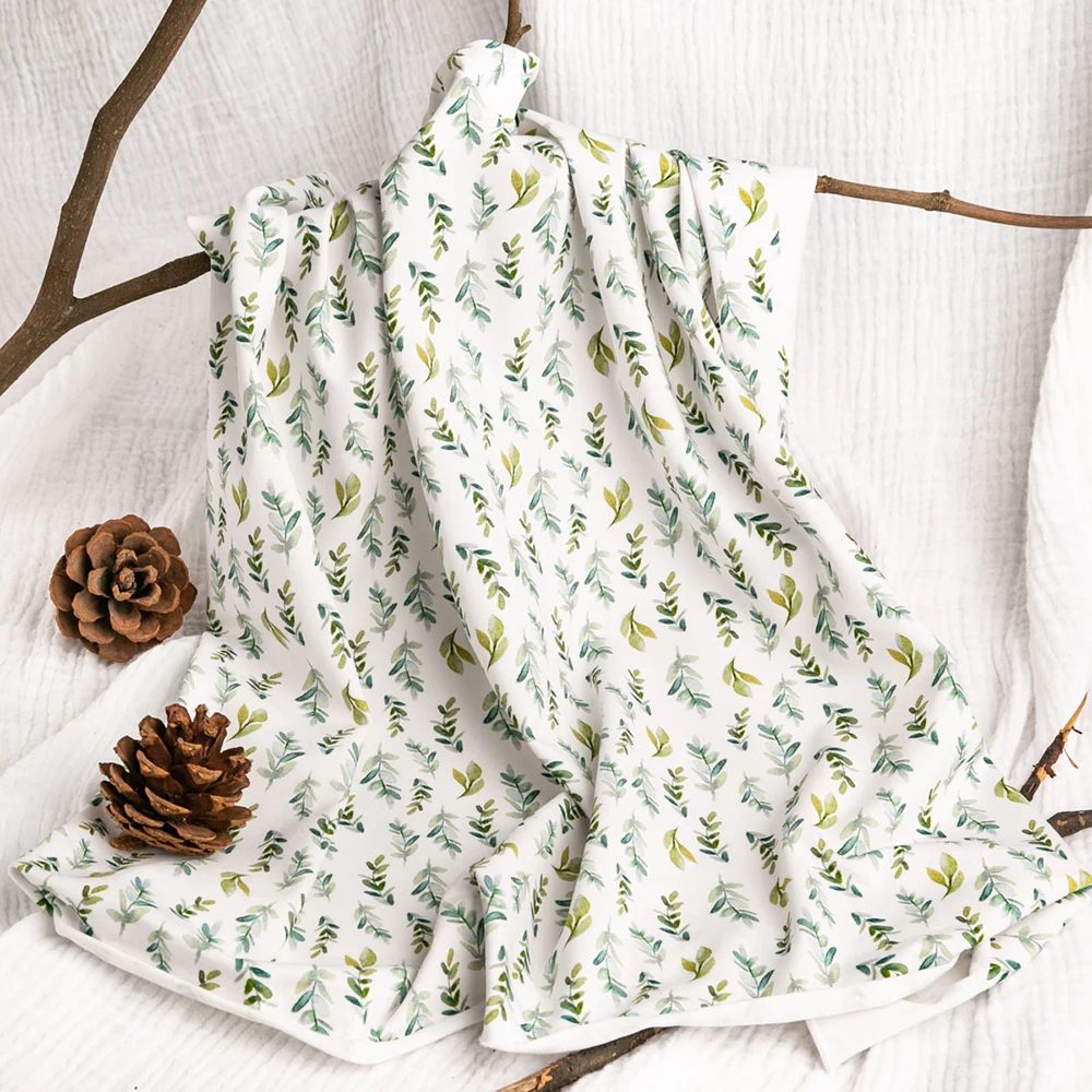 
New design popular leaf pattern cotton fabric digital printed for clothes allow custom 