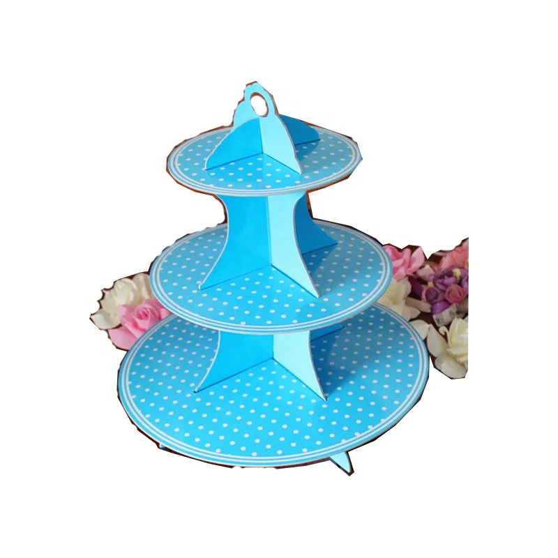 3 Tier Disposable Round Afternoon High Tea Wedding Cupcake Display Cardboard Paper Cake Stand