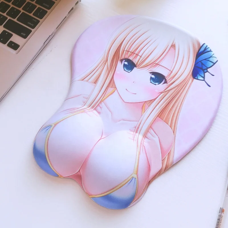 Wholesale custom print breast mouse pads cartoon silicone 3d breast-gel mouse pad wrist rest