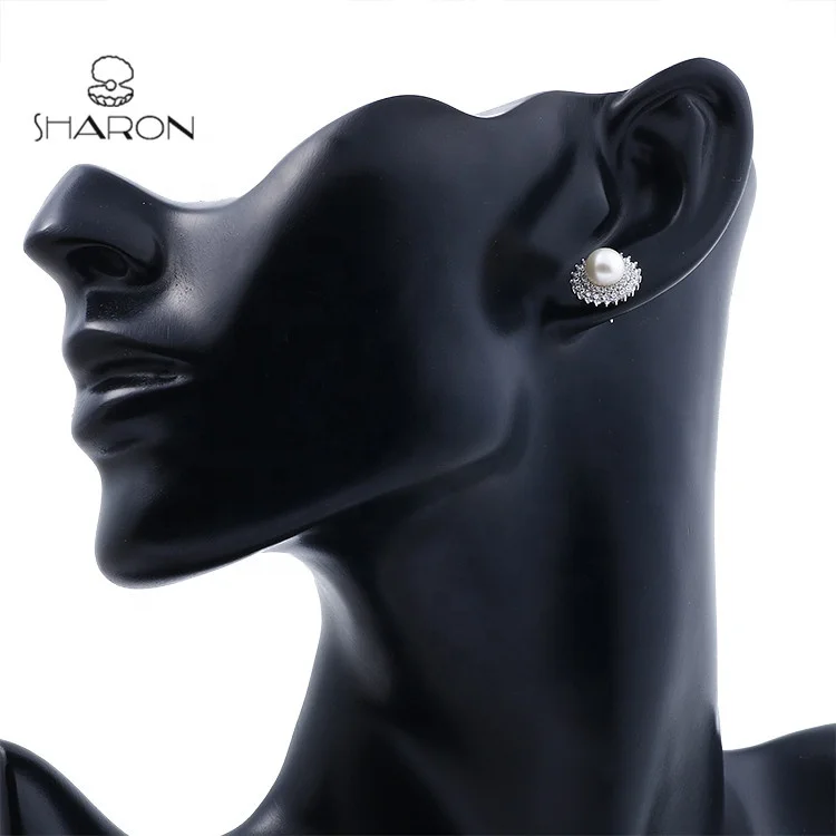 
Sharon 2020 Newest Design Wedding CZ Flower Sterling Silver Freshwater Pearl Jewelry Set For Women 