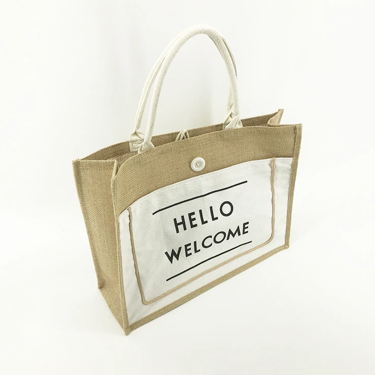 Factory supply waterproof burlap Eco Reusable Shopping tote hessian wholesale eco-friendly Hot sale Jute shopping tote bag