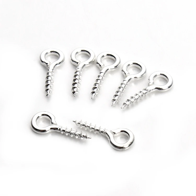 Hot sell 4x10mm Gold Silver Eyepins Hooks Eyelets Threaded Metal Pendant Clasps Mini Screw Eye Pin For DIY Jewelry Making