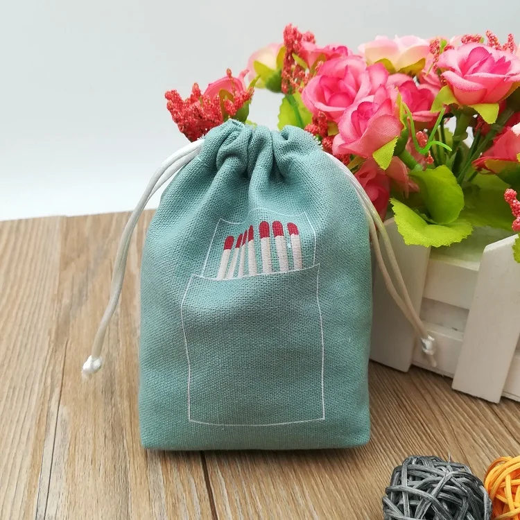 Custom Soft Linen Sachets Cloth  Bag With Bottom