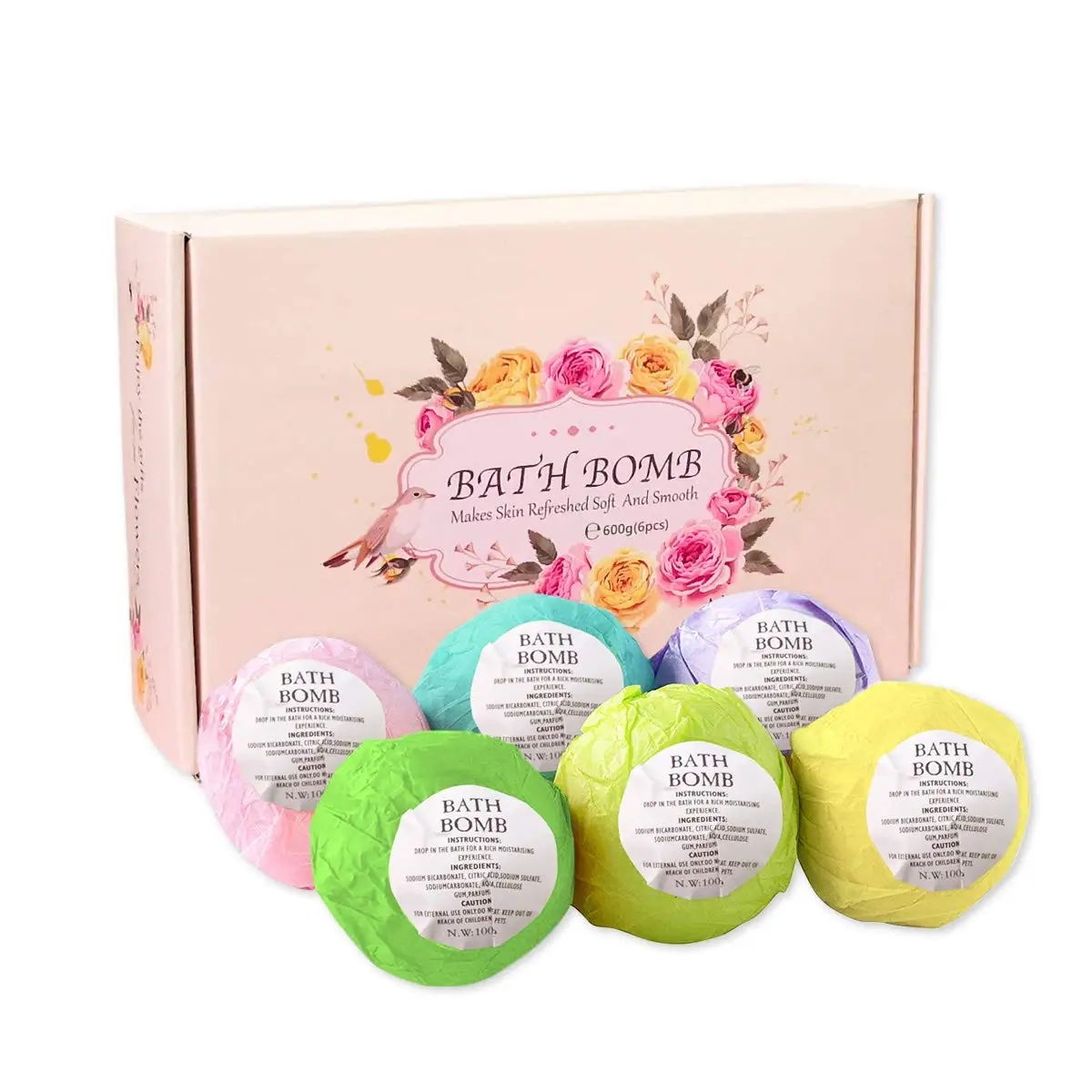 
Organic & Natural Handmade Bubble Rich in Essential Oil Spa to Moisturize Dry Skin Bath Bomb 