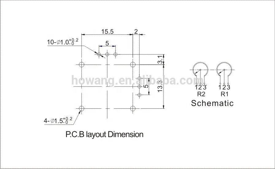 FJP10K Series 16mm game controller potentiometer 2 axis potentiometer joystick with tact switch