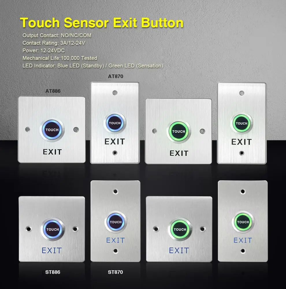 Высококачественная система контроля доступа, нажимная кнопка двери к выходу и ИК Беспроводная ручная сенсорная кнопка выхода с совместимой системой ZK