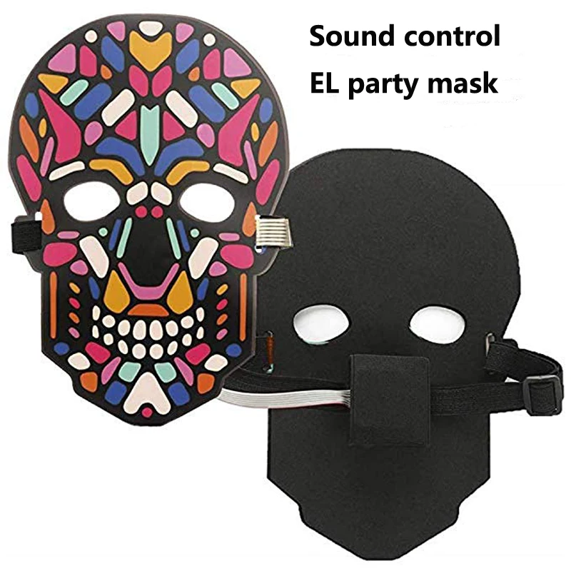 Новинка 2019, маска на все лицо со светодиодной подсветкой и звуком на Хэллоуин, украшение для вечеринки